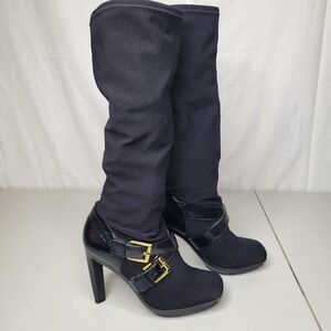 Michael Kors Black Suede, Stretch Knee High,‎ High Heel Boots
